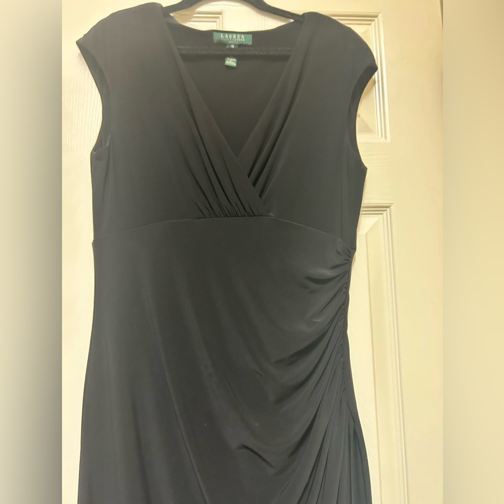 Ralph Lauren Classic Black Draped Midi Dress